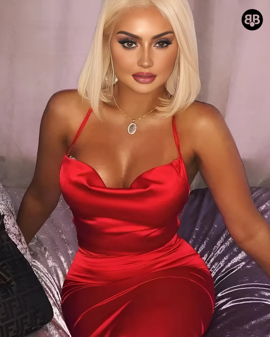 Backless Cocktail Midi dress Red