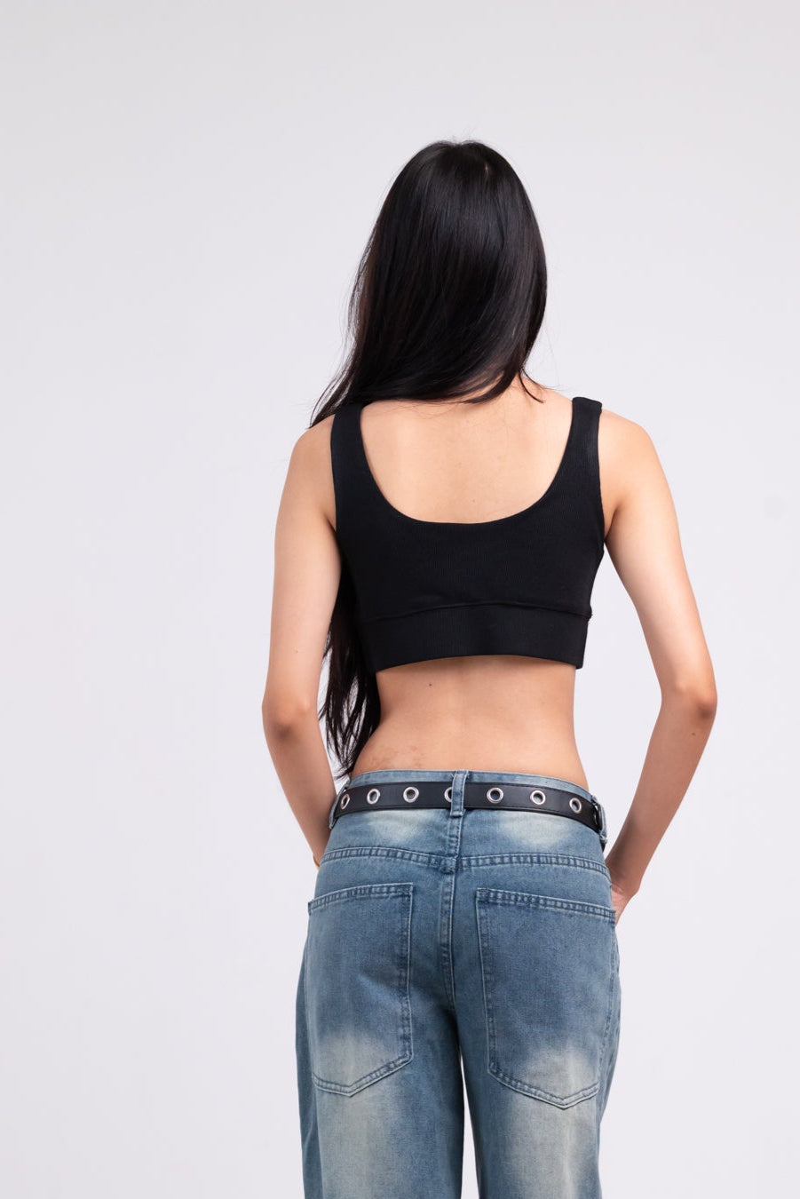 Black Ribbed Bralette Top