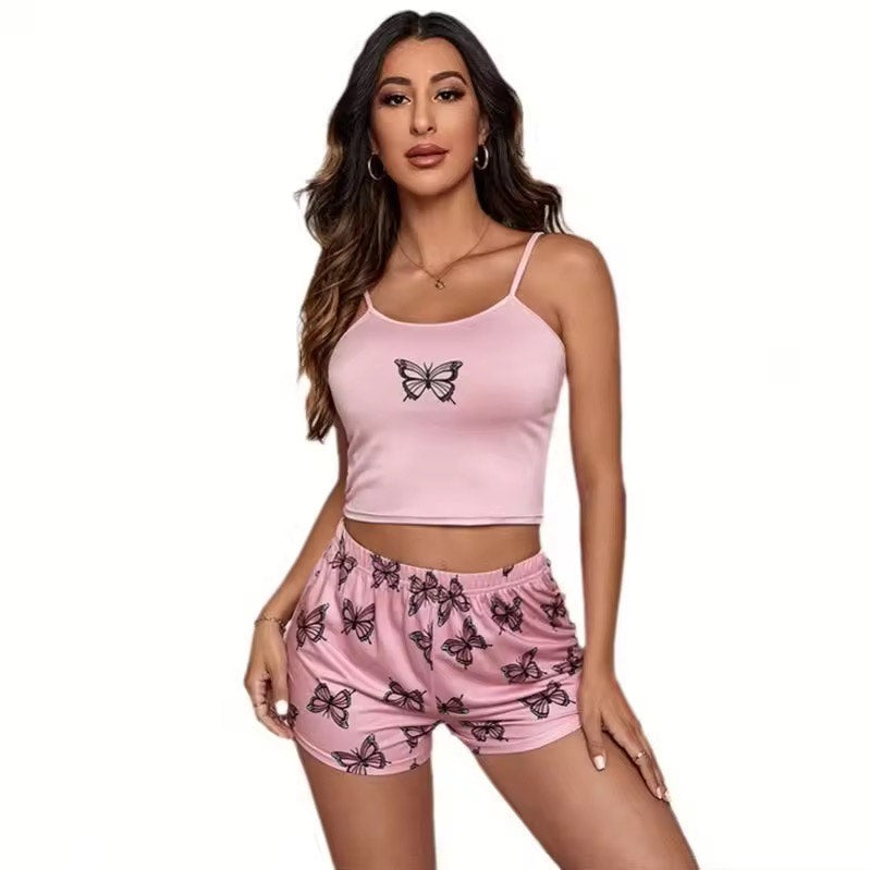 Butterfly Print Crop and Shorts Women Co-Ords