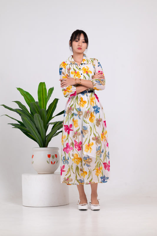 Long Sleeve Floral Women Dress