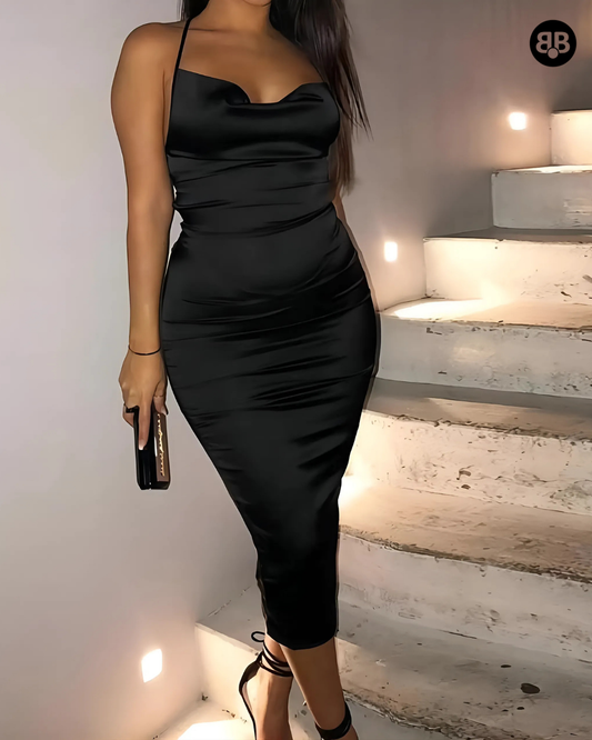 Backless Cocktail Midi dress Black
