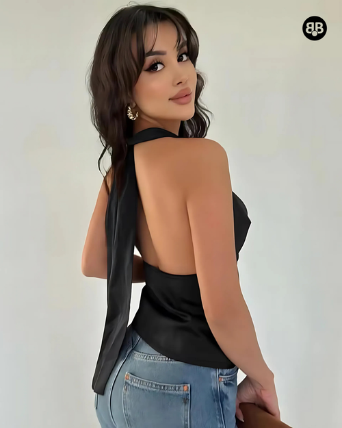 Cowl Neck Sleeveless Top Black
