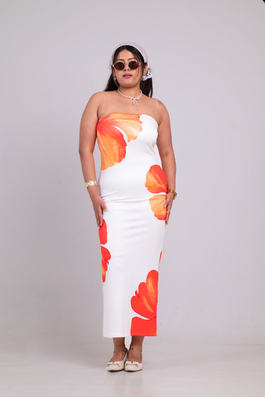 Floral Print Bodycon Tube Dress