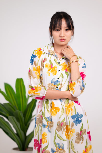 Long Sleeve Floral Women Dress
